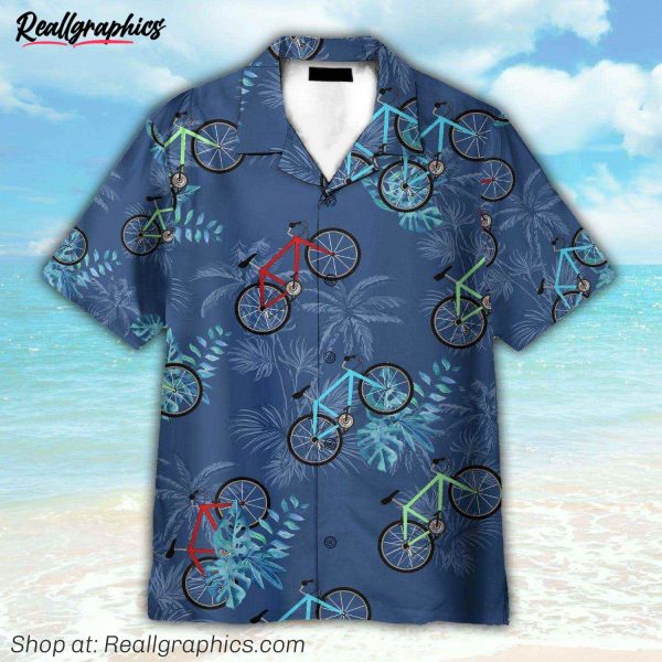 cycling tropical leaves pattern hawaiian shirt