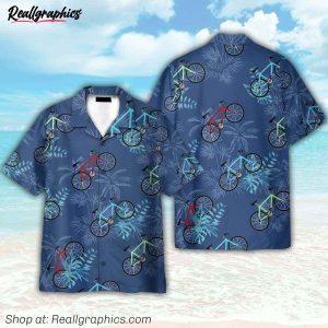 cycling tropical leaves pattern hawaiian shirt