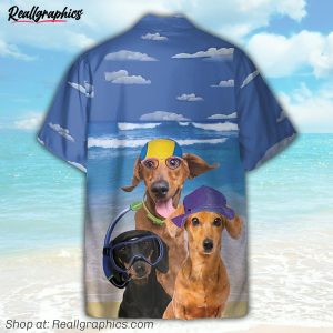 dachshund summer beach funny button's up shirts hawaiian shirt