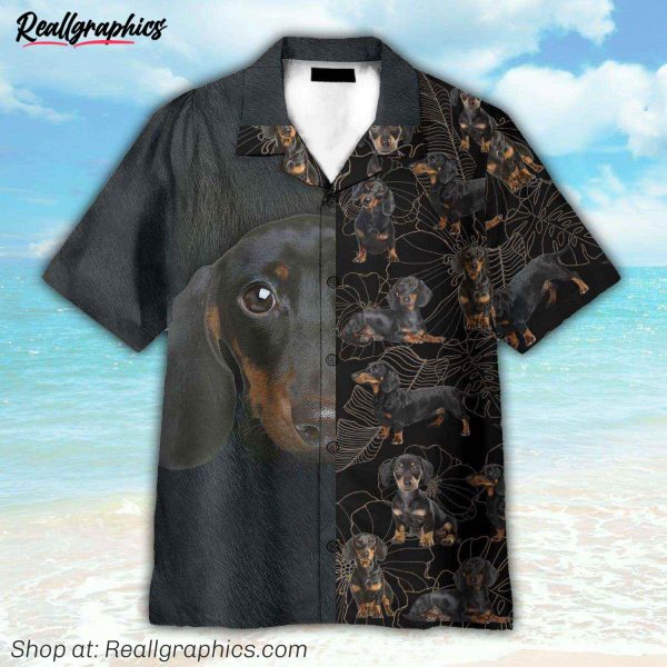 dachshund tropical pattern hawaiian shirt