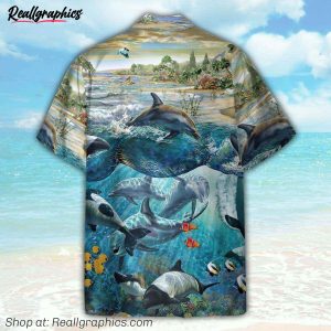 dancing dolphins in the ocean hawaiian shirt
