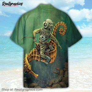 deep sea cowboy hippocampus hawaiian shirt