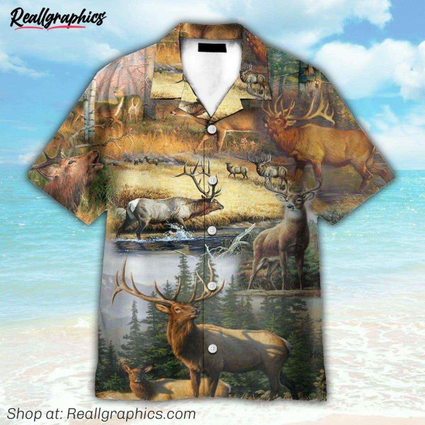 deer hunting button's up shirts, hawaiian shirt