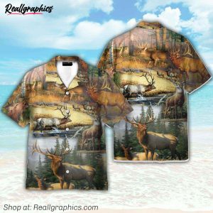 deer hunting button's up shirts, hawaiian shirt