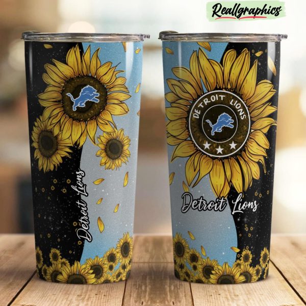 detroit lions sunflowers stainless steel tumbler