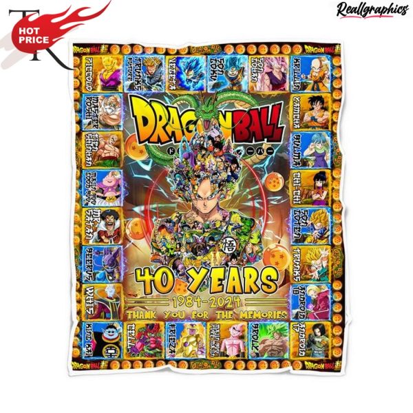 dragon ball 40 years 1984 - 2024 thank you for the memories fleece blanket