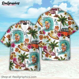 enjoy summer surfing with bull dog hawaiian shirt