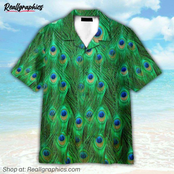 fancy peacock feathers cosplay costume hawaiian shirt