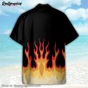 fire hot rod flames cosplay costume hawaiian shirt