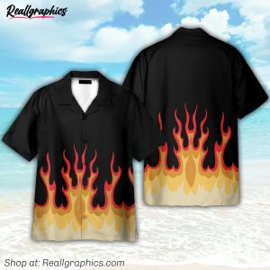 fire hot rod flames cosplay costume hawaiian shirt