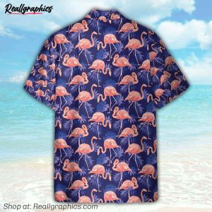 flamingo bird tropical flowers hawaiian shirt