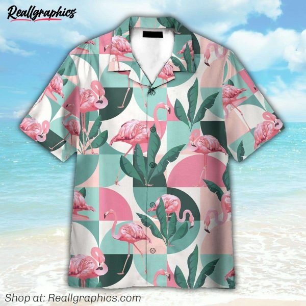 flamingo exotic patchwork patterns hawaiian shirt