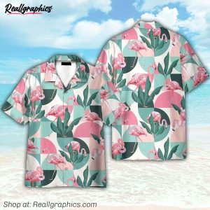 flamingo exotic patchwork patterns hawaiian shirt