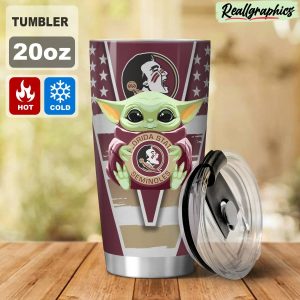 florida state seminoles baby yoda travel stainless steel tumbler