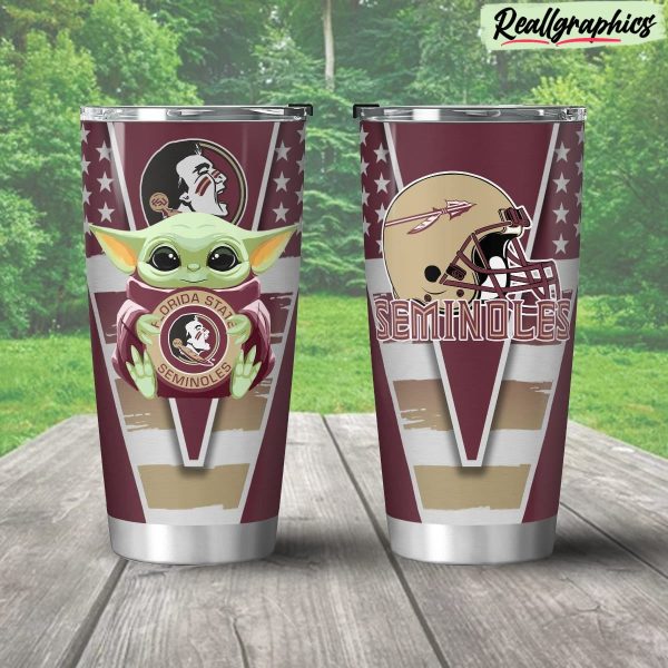 florida state seminoles baby yoda travel stainless steel tumbler