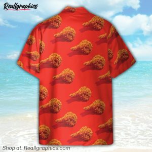 fried chicken food in red summer vibe hawaiian shirt