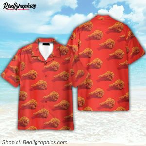 fried chicken food in red summer vibe hawaiian shirt