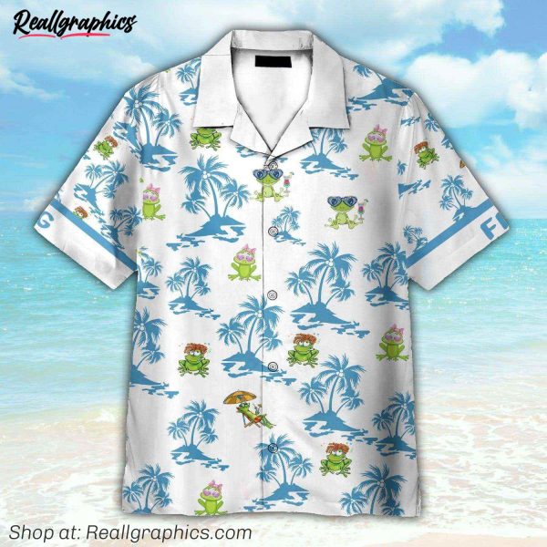 frog chilling on the beach hawaiian shirt
