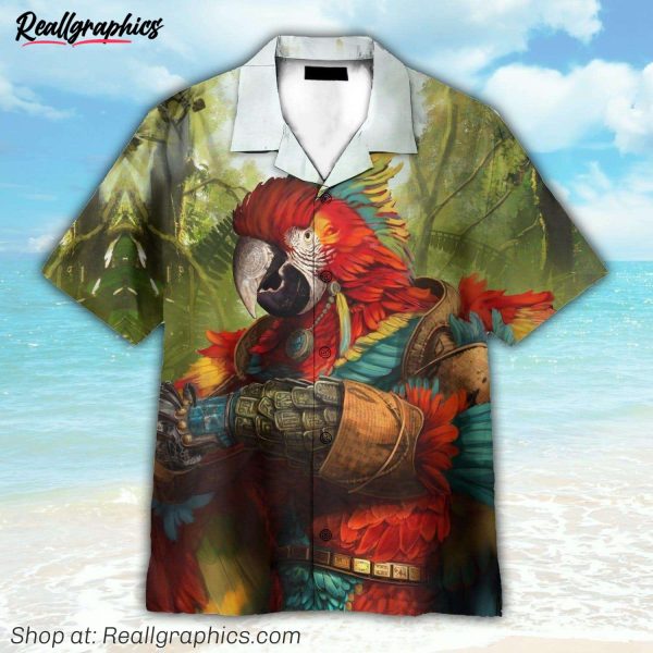 funny majestic parrot warrior hawaiian shirt