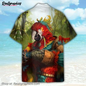funny majestic parrot warrior hawaiian shirt