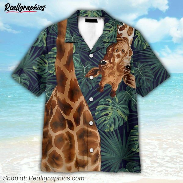giraffe living the high life funny hawaiian shirt