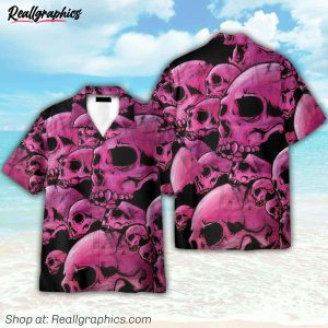 graphic purple skull hawaiian shirt