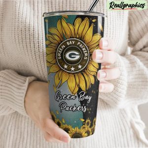 green bay packers sunflowers stainless steel tumbler