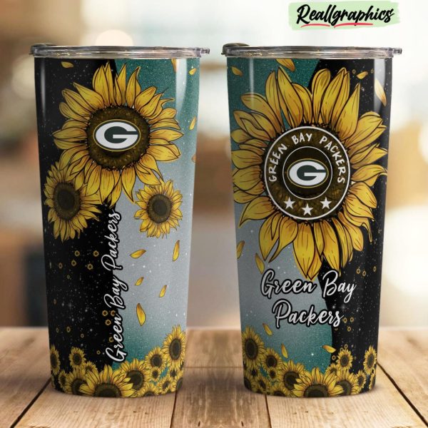 green bay packers sunflowers stainless steel tumbler