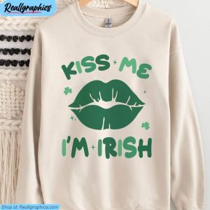 green shamrock st patricks hoodie, kiss me i'm irish shirt long sleeve
