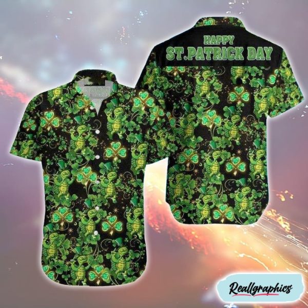 happy st patricks day hawaiian outfit green turtle hawaiian shirt