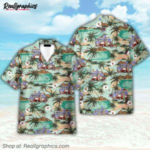 hippie campervans caravan beach hawaiian shirt