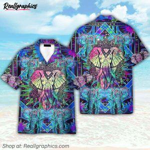 hippie mandala elephant hawaiian shirt