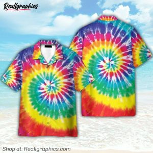 hippie tie dye style hawaiian shirt