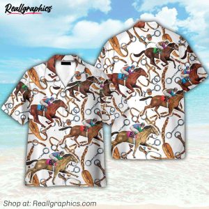 horse racing horse reins pattern hawaiian shirt