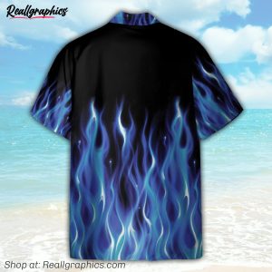 hot rod car blue flame pattern hawaiian shirt