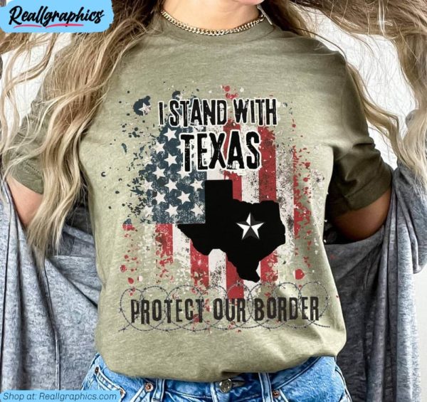 i stand with texas shirt, neutral protect our border unisex hoodie crewneck