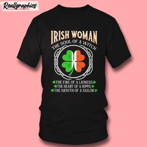 irish woman fire of a lioness heart of a hippie st patrick's day unisex shirt
