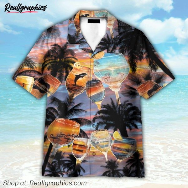 it's time for wine funny button's up shirts hawaiian shirt