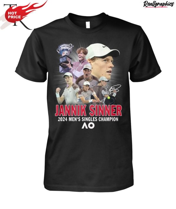 jannik sinner 2024 men's singles champion at ao unisex shirt