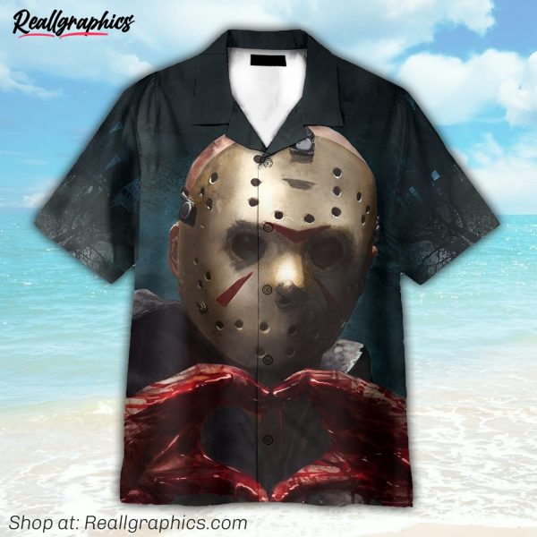 jason loves you horror movie cosplay costume hawaiian shirt