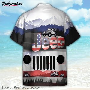 jeep camping pattern american flag hawaiian shirt