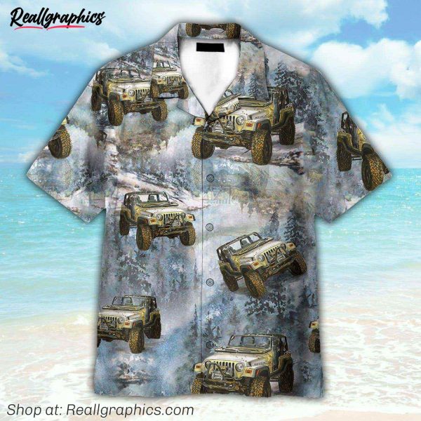 jeep cars in the forest hawaiian shirt