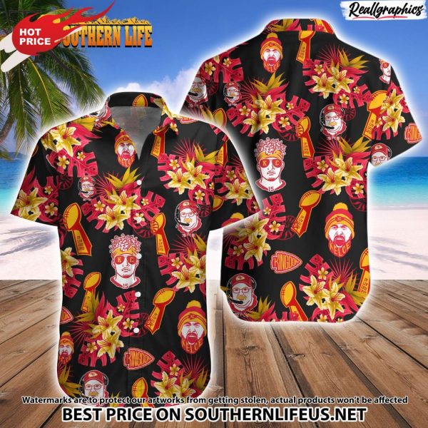 kansas city chiefs mahomes kelce andy reid vince lombardi trophy hawaiian shirt