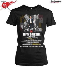 lefty driesell 1931 - 2024 maryland 1969 - 1998 thank you for the memories unisex shirt