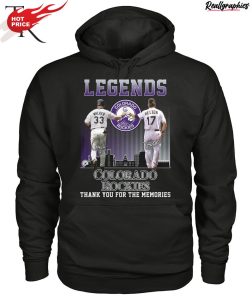 legends colorado rockies walker and helton thank you for the memories unisex shirt
