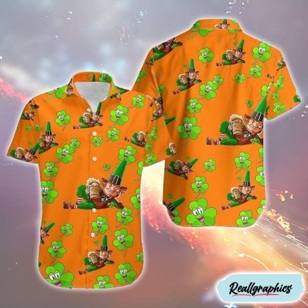 leprechauns beer st patricks day cute sham rock hawaiian shirt