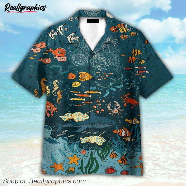 life in blue ocean funny button's up shirts hawaiian shirt