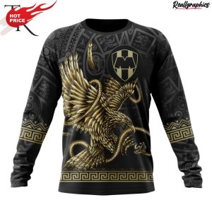 liga mx c.f. monterrey special black and gold design with mexican eagle hoodie