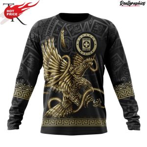 liga mx cruz azul special black and gold design with mexican eagle hoodie