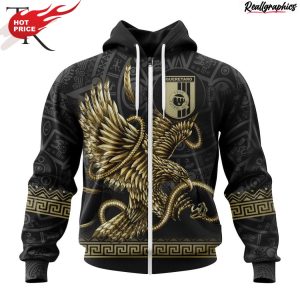 liga mx queretaro f.c special black and gold design with mexican eagle hoodie